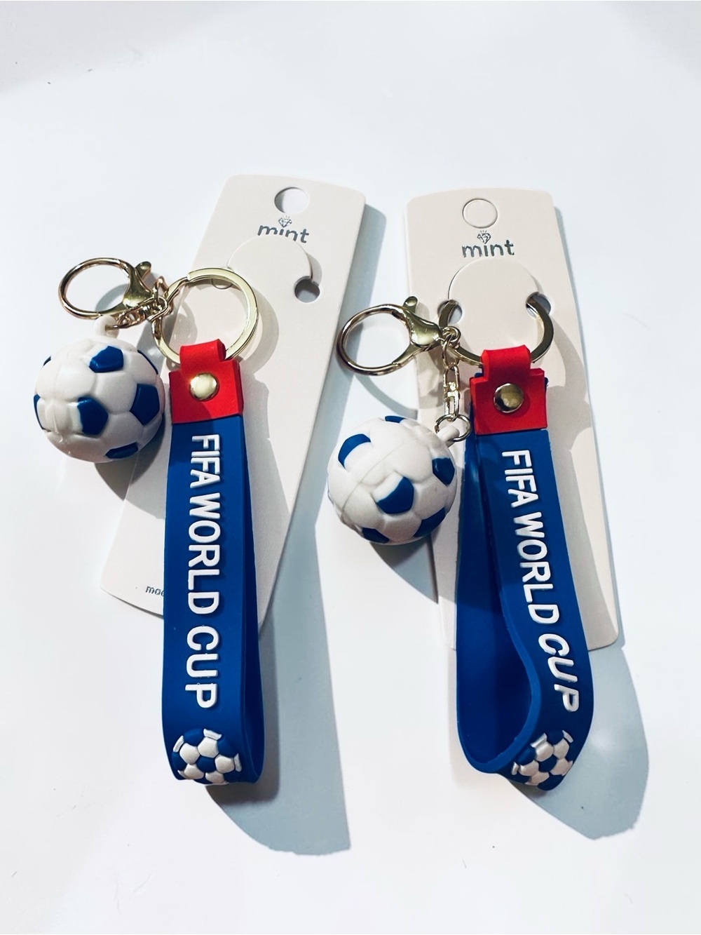 FIFA World Cup Soccer Ball Keychains Set of 2 – Royal Blue Silicone Wrist Strap